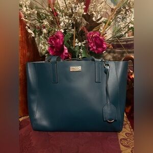 Kate Spade Teal Leather Tote Shoulder Bag
